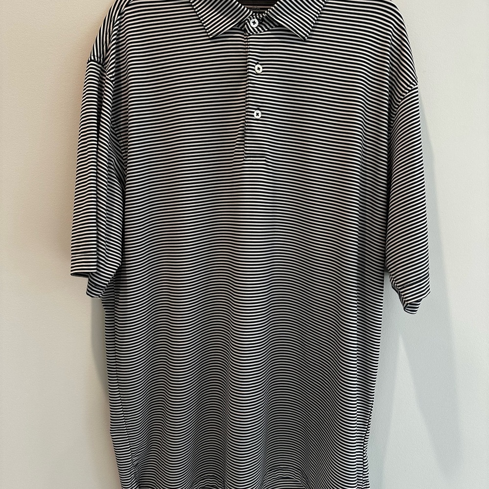 Black and White Striped Polo Shirt